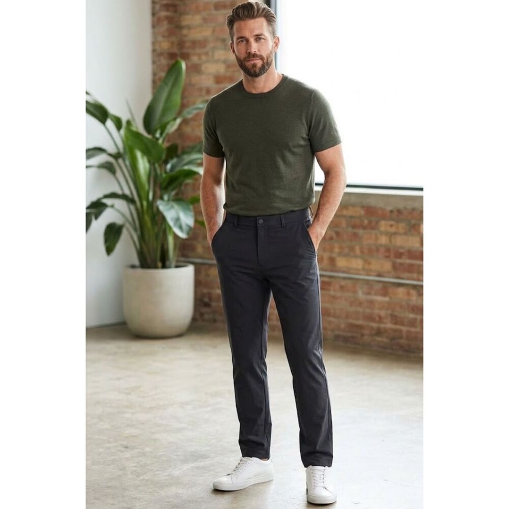 New Roundtree & Yorke Performance Straight Flat Front Pant Men's Size 34 x 29